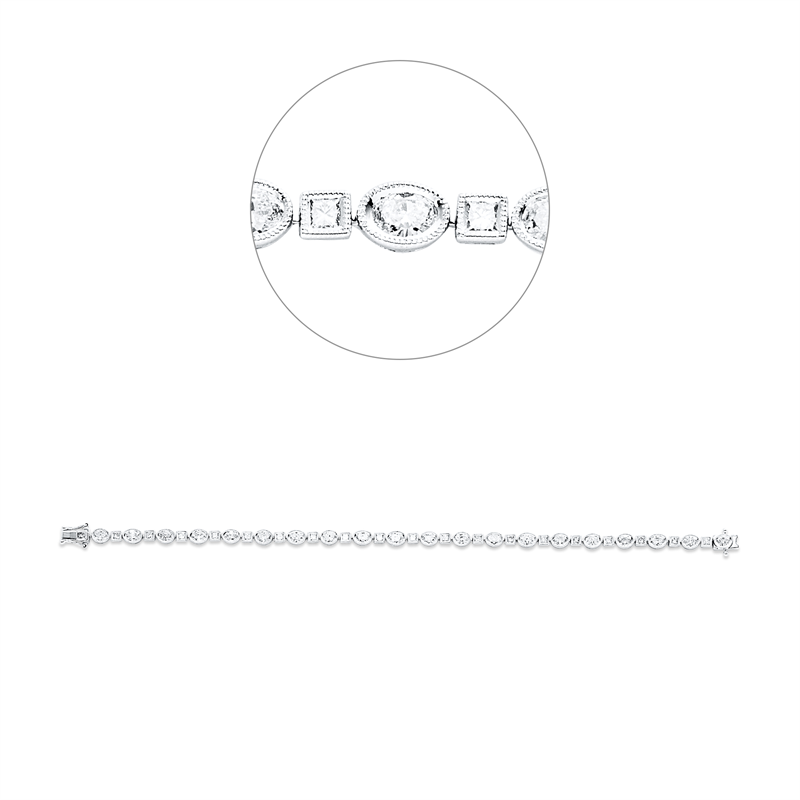 Armband 18 kt WG, 20 Princ. 0,74 ct, TW-vsi, 20 Oval 2,83 ct, TW-vsi