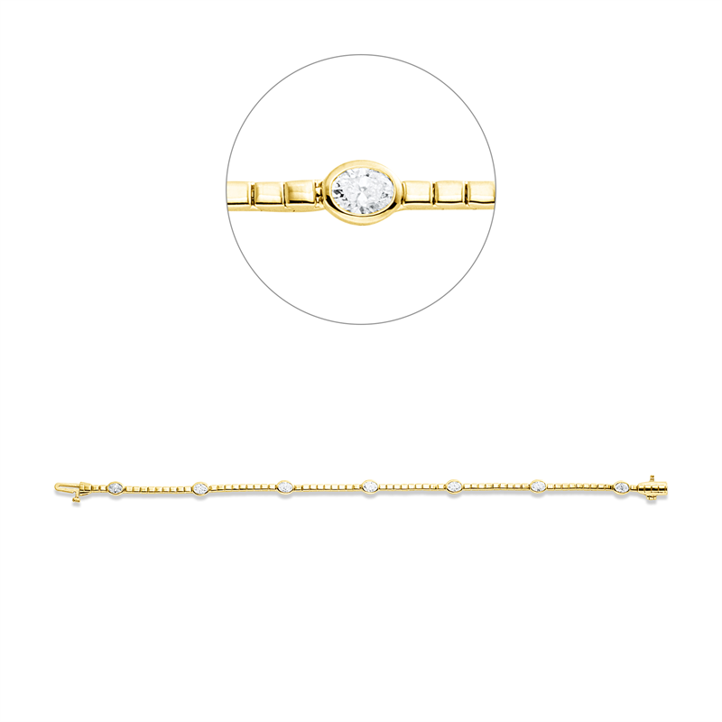 Armband 18 kt GG, 7 Oval 1,29 ct, TW-si