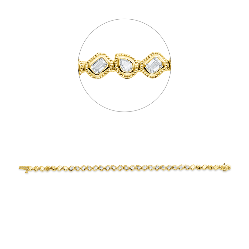 Armband 18 kt GG, 10 Sm.schliff 0,87 ct, TW-si, 10 Tropfen 0,56 ct, TW-si
