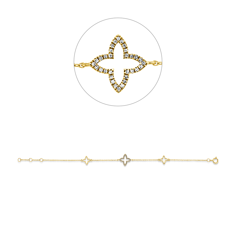 Armband 18 kt GG, mit ZÖ 16 cm + 17 cm, 24 Dia. 0,05 ct, TW-si, 8 Dia. 0,01 ct, TW-si