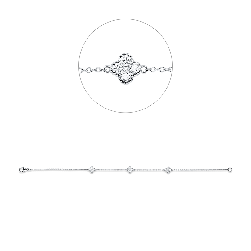 Armband 18 kt WG, 3 Brill. 0,04 ct, TW-si, 12 Brill. 0,48 ct, TW-si