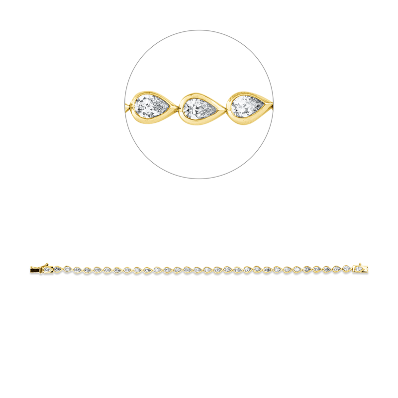 Armband 18 kt GG+WG, 32 Tropfen 3,29 ct, TW-si