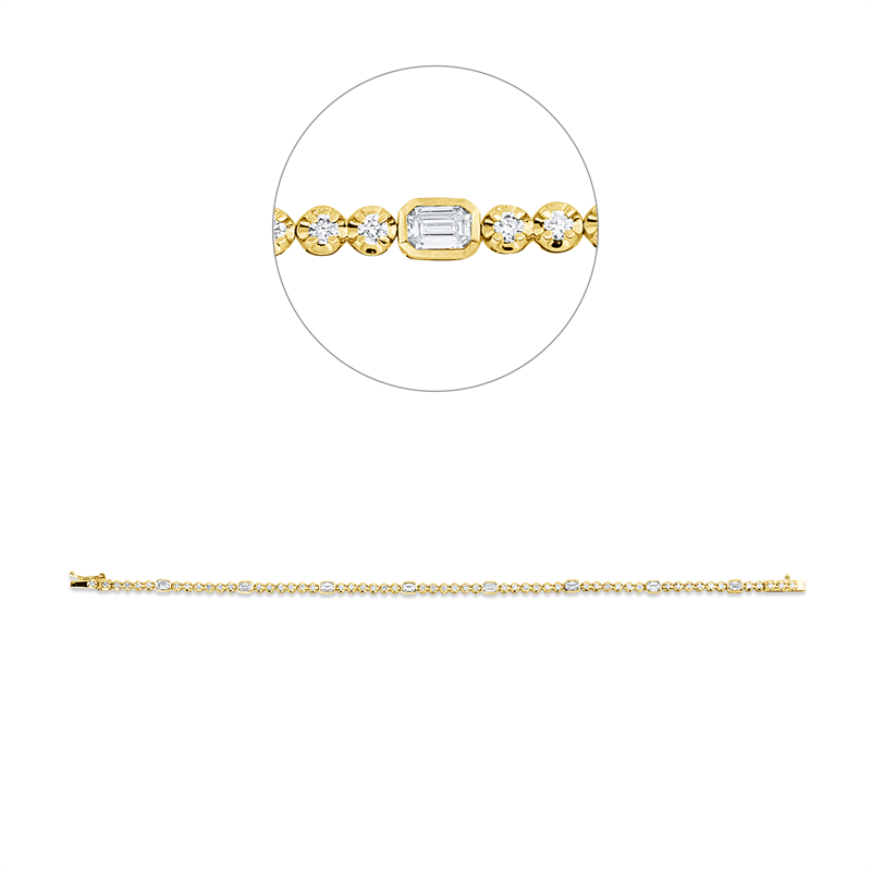Armband 18 kt GG+WG, 8 Sm.schliff 0,84 ct, TW-si, 53 Brill. 0,83 ct, TW-si