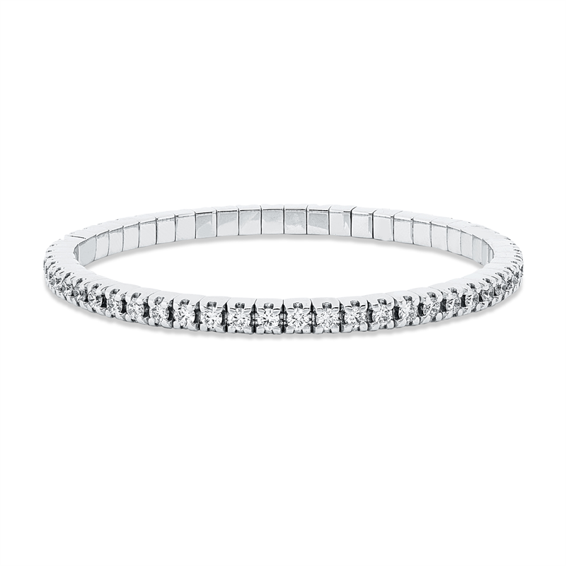 Armband 18 kt WG, Flex-Band, variabel, rhodinier, 56 Brill. 3,94 ct, TW-vsi