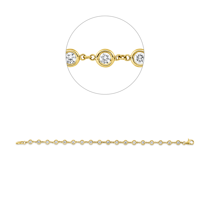 Armband 14 kt GG, 18 Brill. 1,62 ct, TW-si