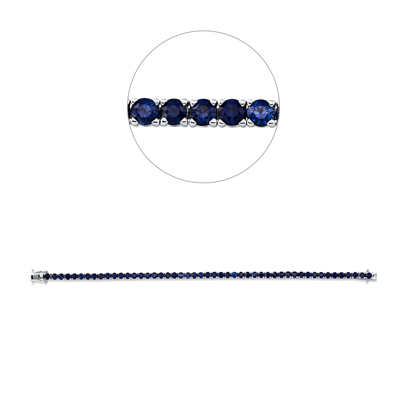 Armband 14 kt WG, 49 Saphire 7,96 ct blau