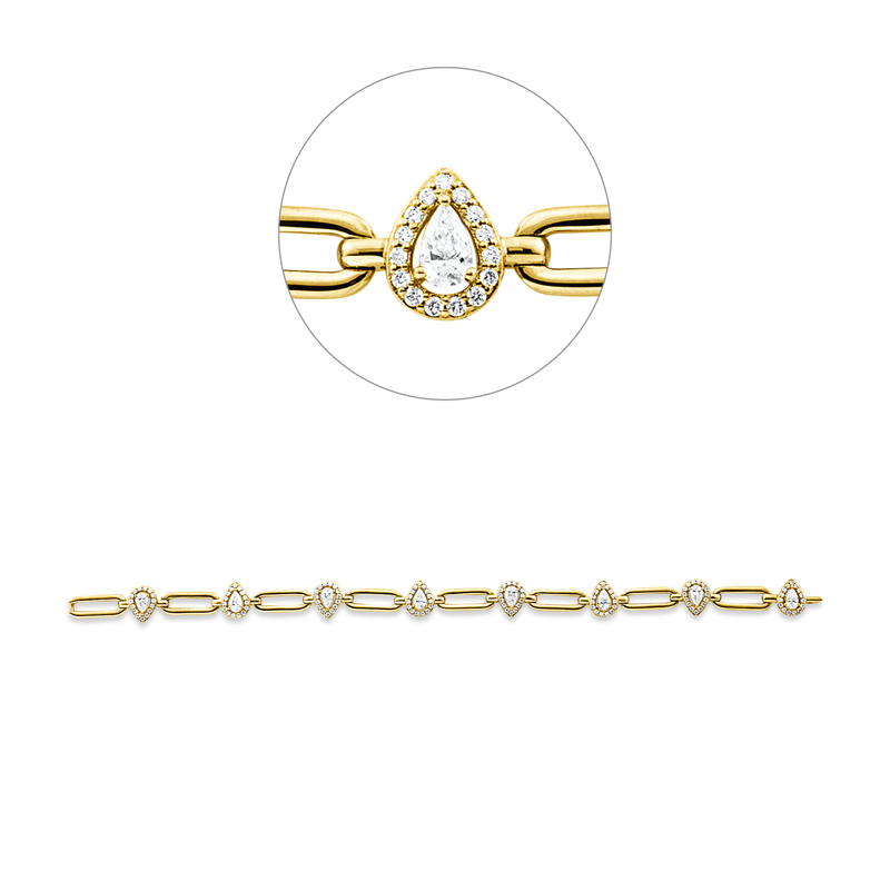 Armband 18 kt GG, 8 Tropfen 1,09 ct, TW-vsi, 120 Brill. 0,58 ct, TW-vsi