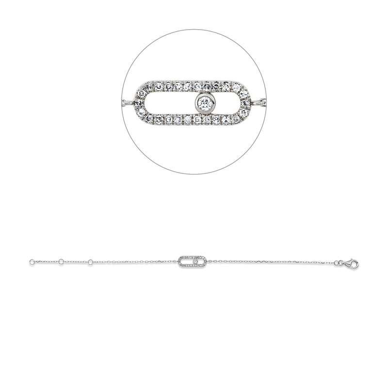 Armband 18 kt WG, mit ZÖ 36 cm,40cm, 1 Brill. 0,02 ct, TW-pi, 26 Dia. 0,13 ct, W-si