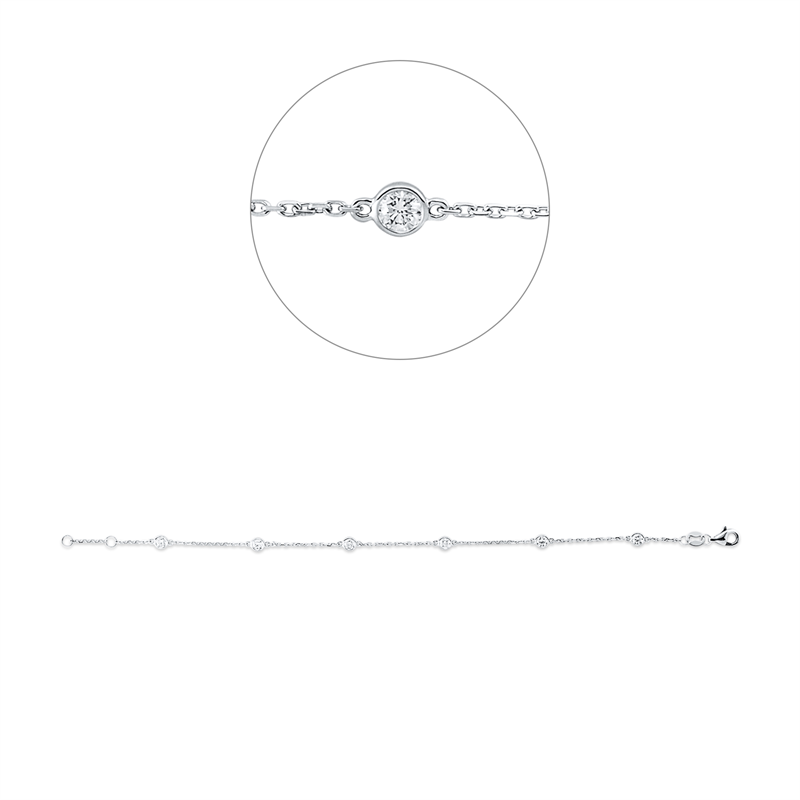 Armband 18 kt WG, mit ZÖ 16,5 cm, 6 Brill. 0,52 ct, TW-si