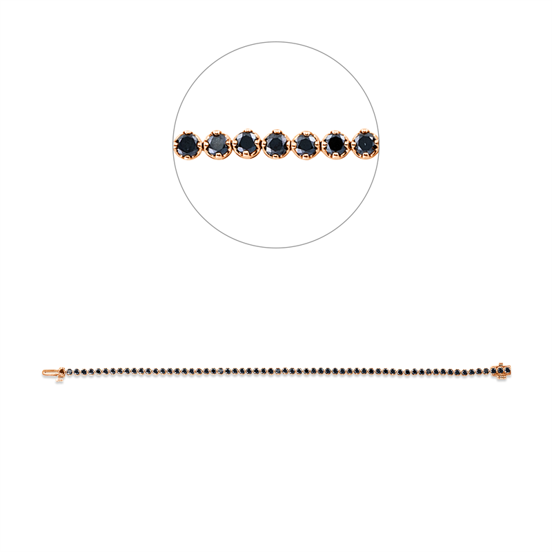 Armband 14 kt RG, 63 Brill. 3,04 ct, schwarz