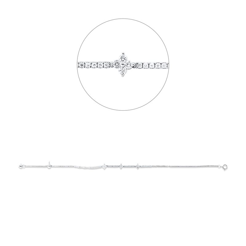 Armband 18 kt WG, adjustable chain with silicon, 44 Brill. 0,44 ct, TW-si