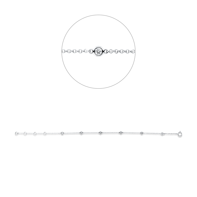 Armband 18 kt WG, mit ZÖ 15+16+17 cm, 6 Brill. 0,13 ct, TW-si