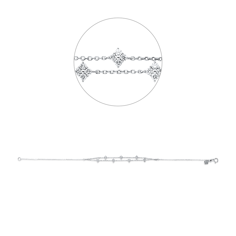 Armband 18 kt WG, adjustable chain with silicon, 28 Brill. 0,40 ct, TW-si