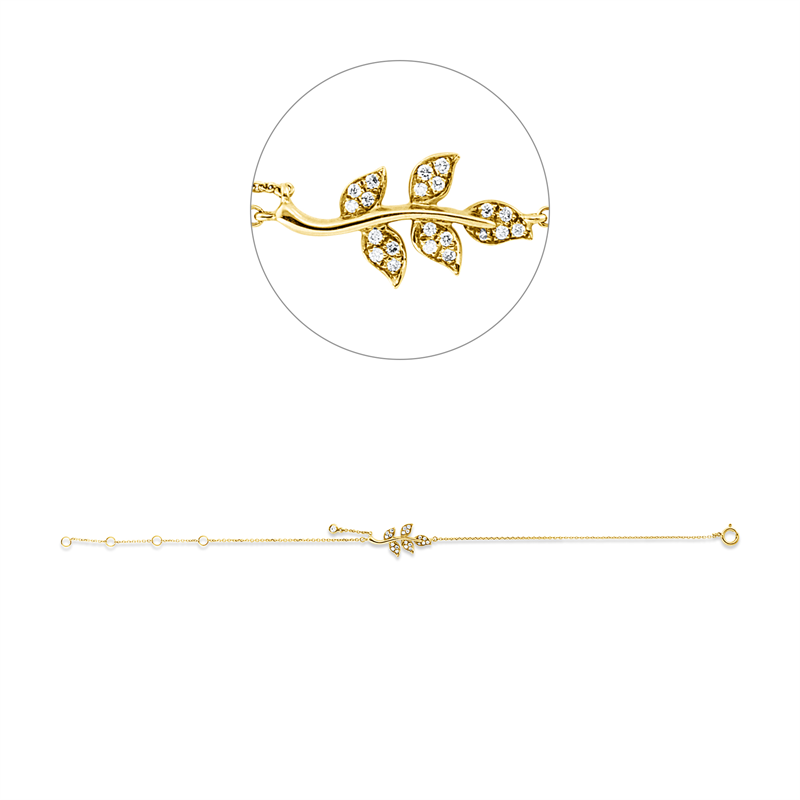 Armband 18 kt GG, mit ZÖ 14,5+15,5+16,5 cm, 22 Brill. 0,10 ct, TW-si