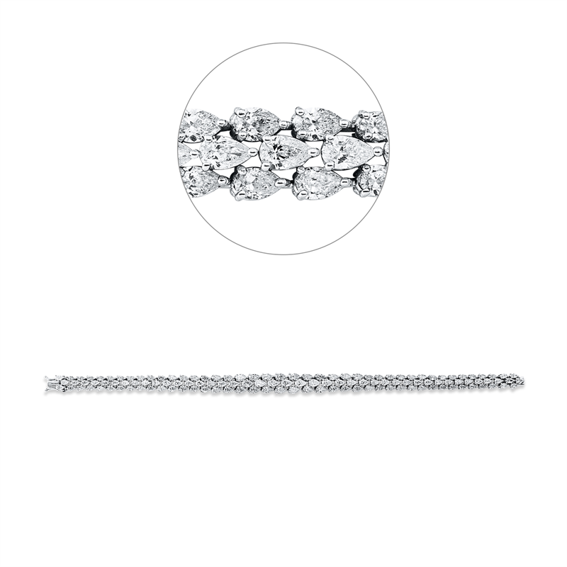 Armband 18ktWG,32 Tropfen 2,52ct, 76 Tropfen 3,65ct, 12 Tropfen 1,71ct, 6 Tropfen 0,60ct,F-vsi/si