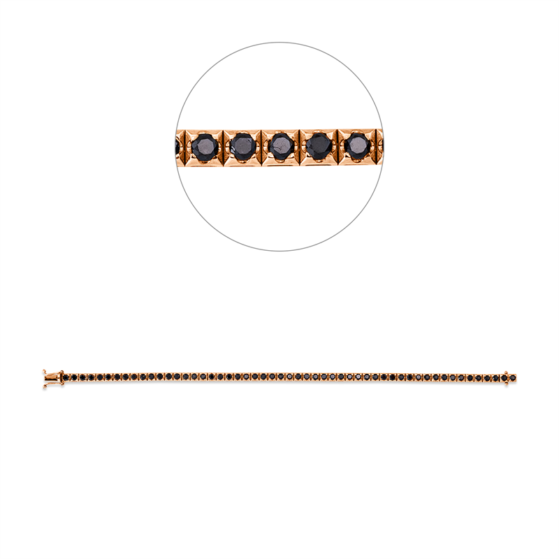 Armband 18 kt RG, 53 Brill. 2,48 ct, schwarz