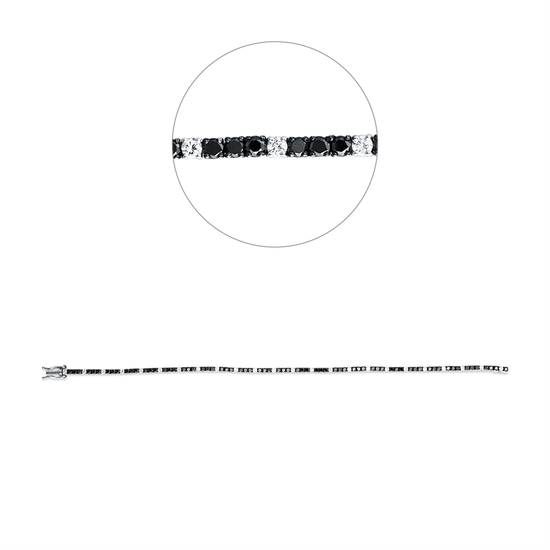 Armband 18 kt WG, 24 Brill. 0,55 ct, TW-si, 70 Brill. 1,80 ct, schwarz
