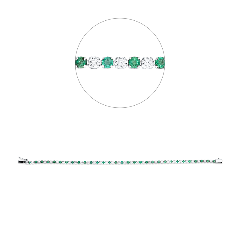Armband 14 kt WG, 32 Brill. 1,87 ct, TW-si, 31 Smaragde 1,76 ct grün