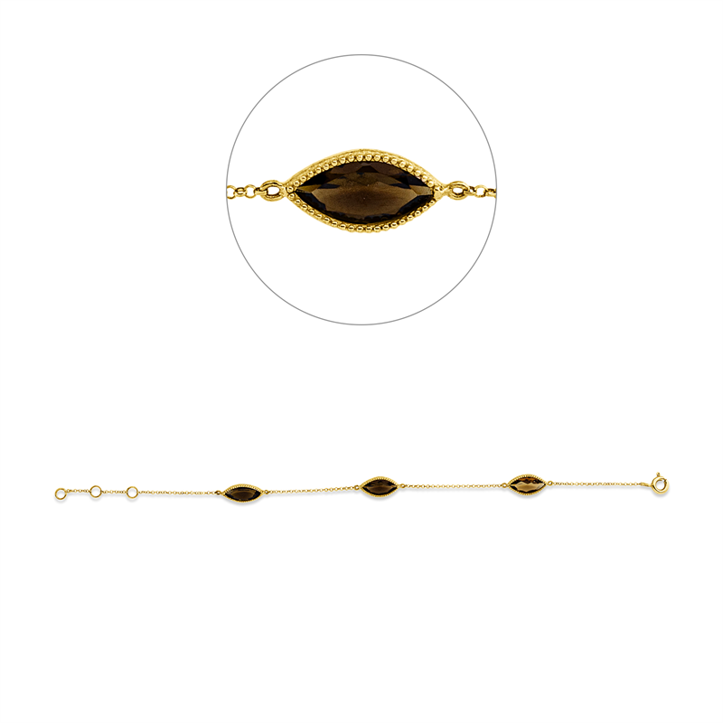 Armband 18 kt GG, mit ZÖ 15 cm, 3 Farbsteine 2,48 ct multicolor