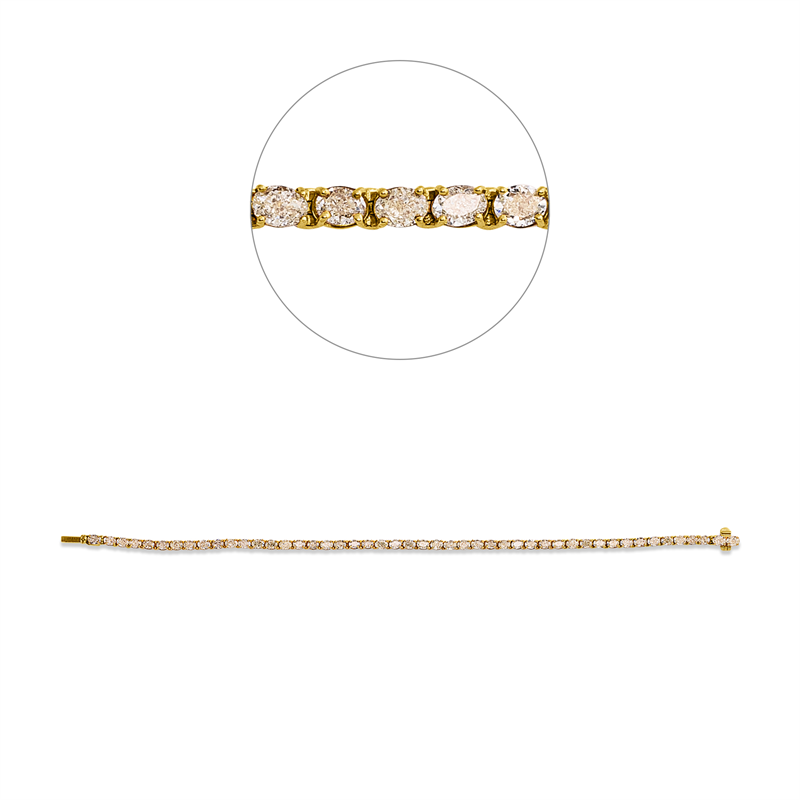 Armband 14 kt GG, 48 Oval 5,29 ct, gelb