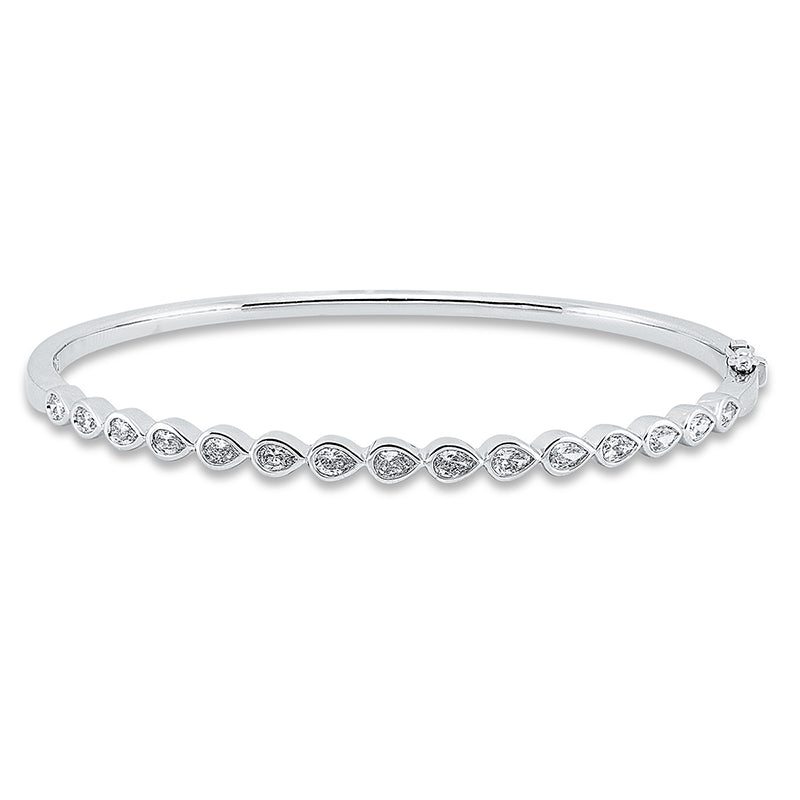 Armreif 18 kt WG, 15 Tropfen 1,30 ct, TW-si