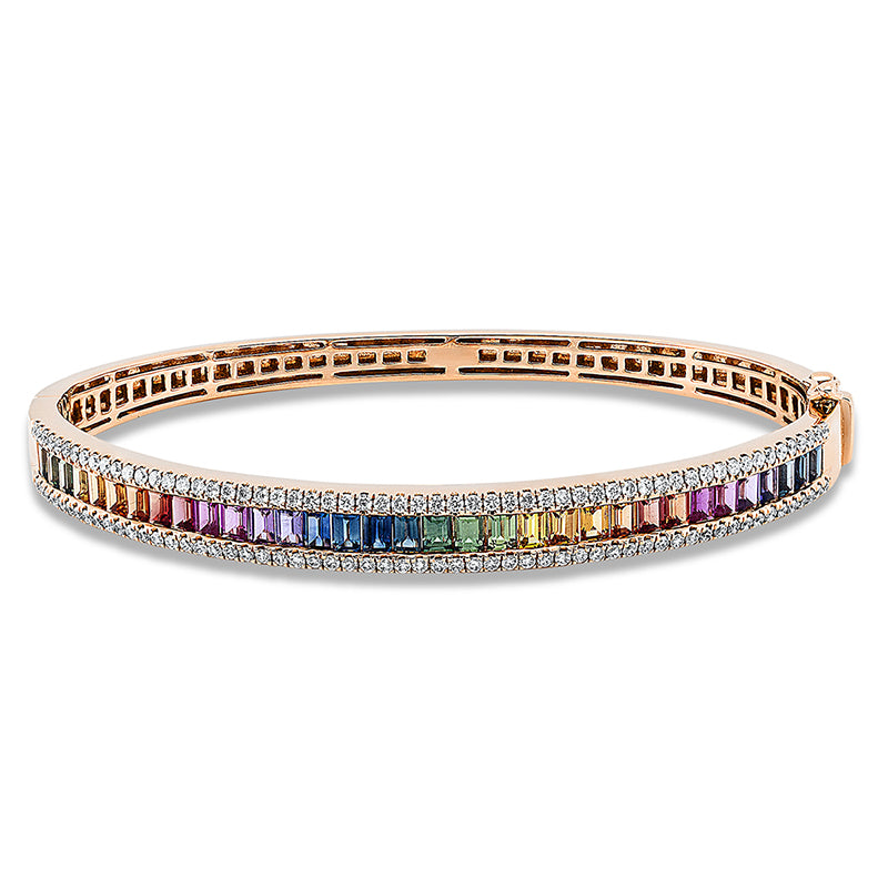 Armreif 18 kt RG, 116 Brill. 0,69 ct, TW-si, 33 Saphire 3,11 ct fancy