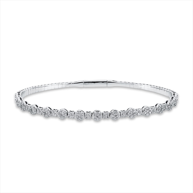 Armreif 18 kt WG, 15 Brill. 0,27 ct, TW-si, 146 Brill. 0,72 ct, TW-si