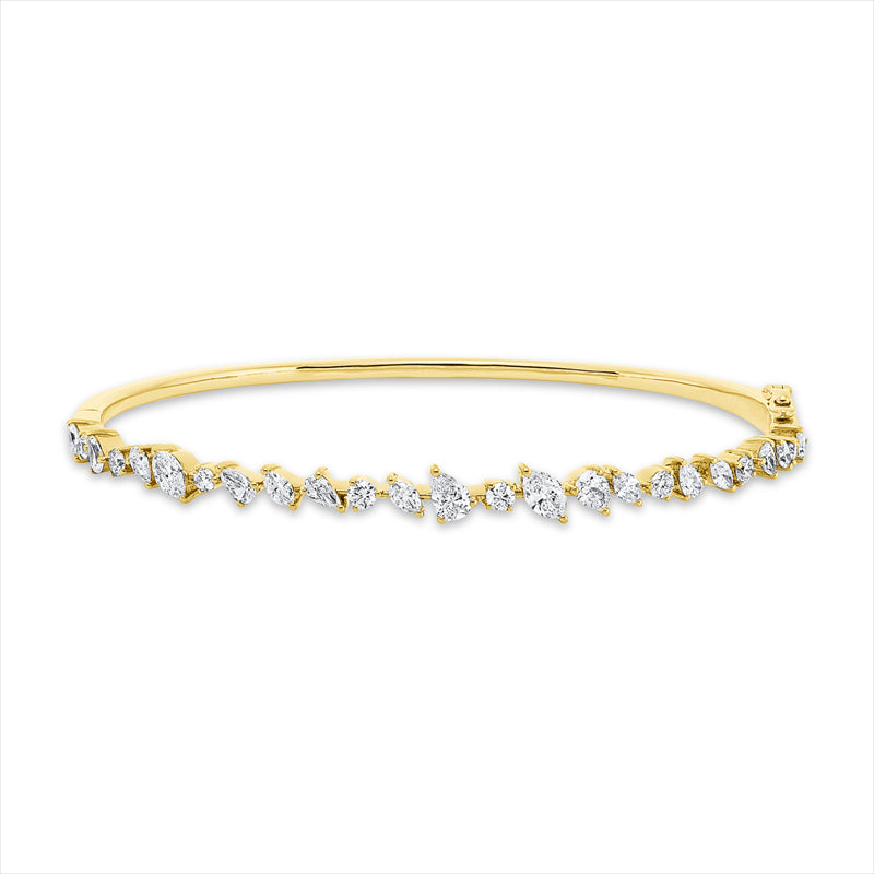 Armreif 18 kt GG, 9 Tropfen 0,73 ct, TW-si, 8 Nav. 0,63 ct, F-vsi/si, 8 Brill. 0,41 ct, TW-si