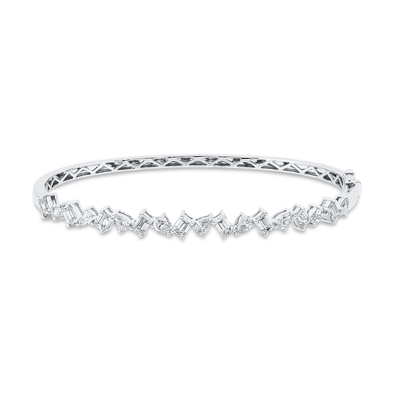 Armreif 18 kt WG, 9 Sm.schliff 1,39 ct, TW-si, 9 Tropfen 0,82 ct, TW-si