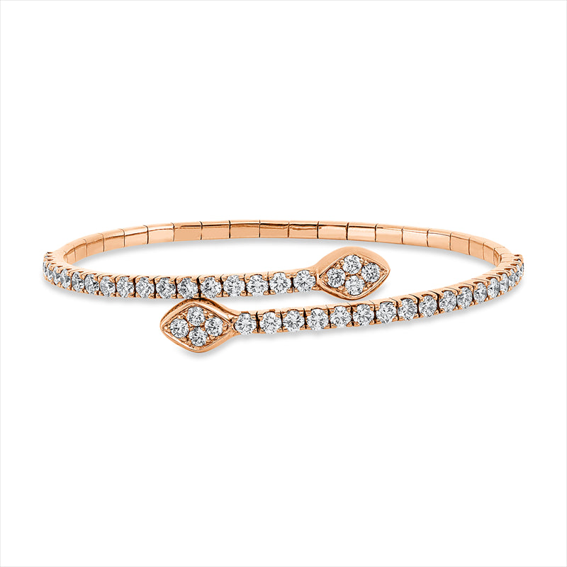 Armreif 18 kt RG, 8 Brill. 0,43 ct, TW-vsi, 36 Brill. 2,57 ct, TW-vsi