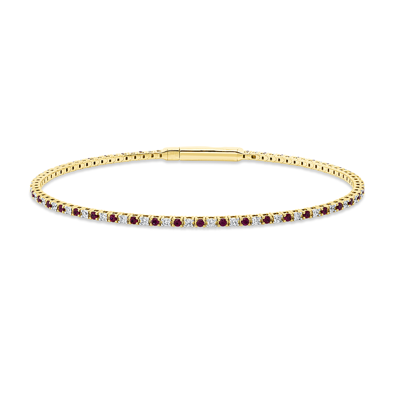 Armreif 18 kt GG, 41 Brill. 0,49 ct, TW-si, 42 Rubine 0,59 ct rot