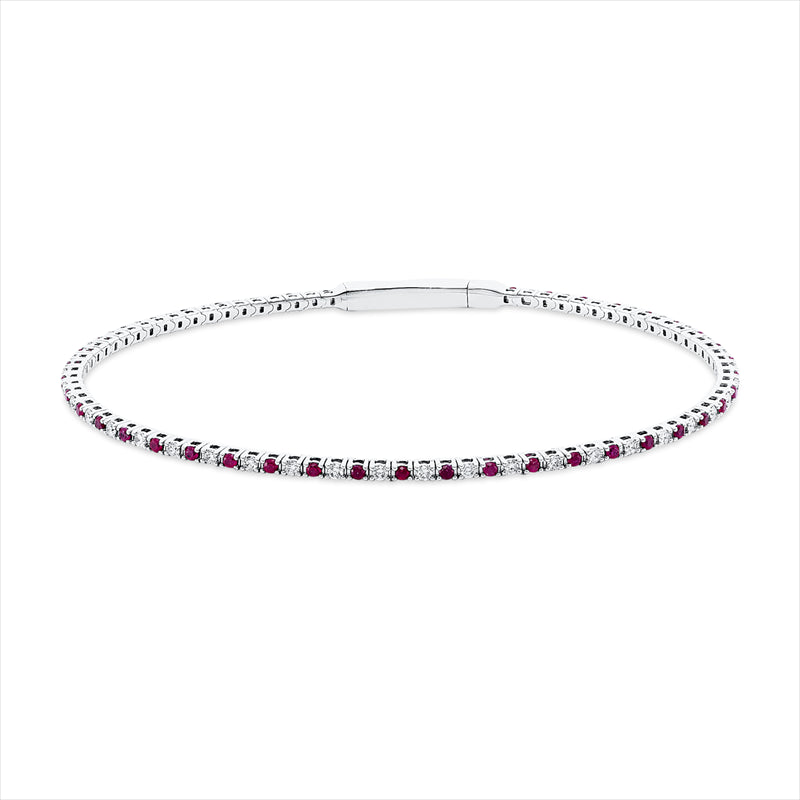 Armreif 18 kt WG, 41 Brill. 0,50 ct, TW-si, 42 Rubine 0,62 ct rot