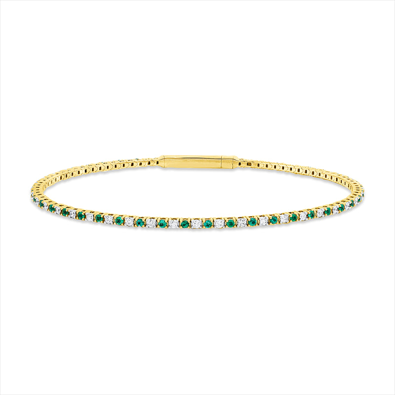 Armreif 18 kt GG, 41 Brill. 0,50 ct, TW-si, 42 Smaragde 0,51 ct grün