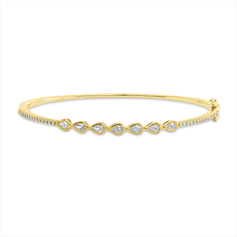 Armreif 18 kt GG, 7 Tropfen 0,50 ct, TW-vsi, 30 Brill. 0,18 ct, TW-si
