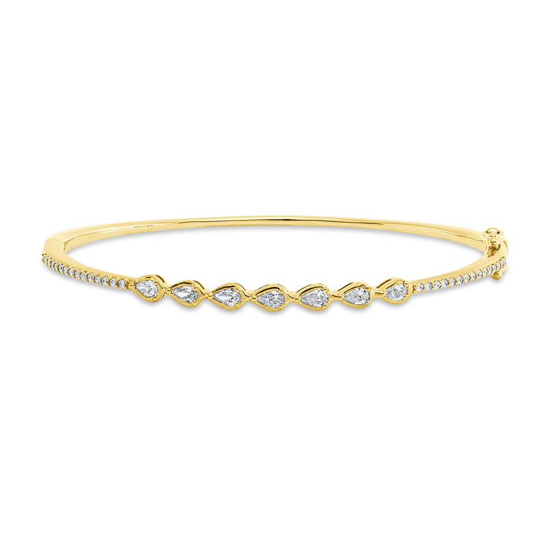 Armreif 18 kt GG, 7 Tropfen 0,46 ct, TW-vsi, 30 Brill. 0,18 ct, TW-si