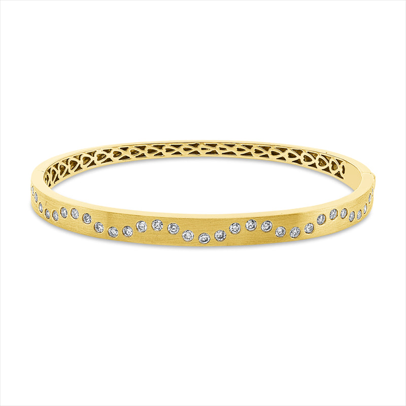 Armreif 18 kt GG, mattiert, 33 Brill. 0,96 ct, TW-si