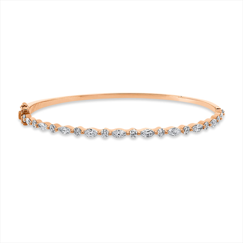 Armreif 18 kt RG, 21 Fant-Schl. 1,36 ct, TW-vsi/si