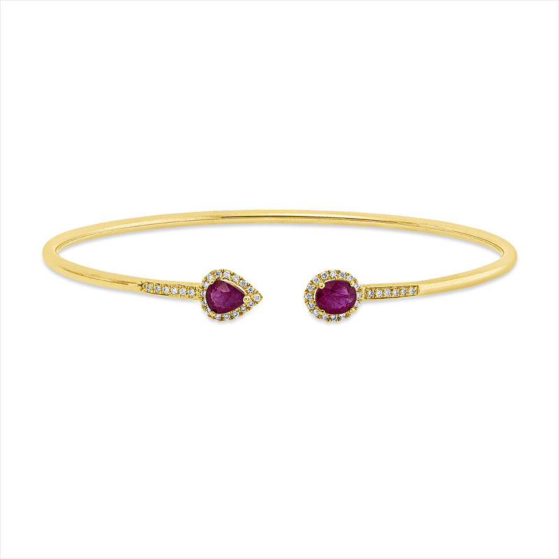 Armreif 18 kt GG, 44 Brill. 0,13 ct, TW-si, 2 Rubine 0,91 ct rot