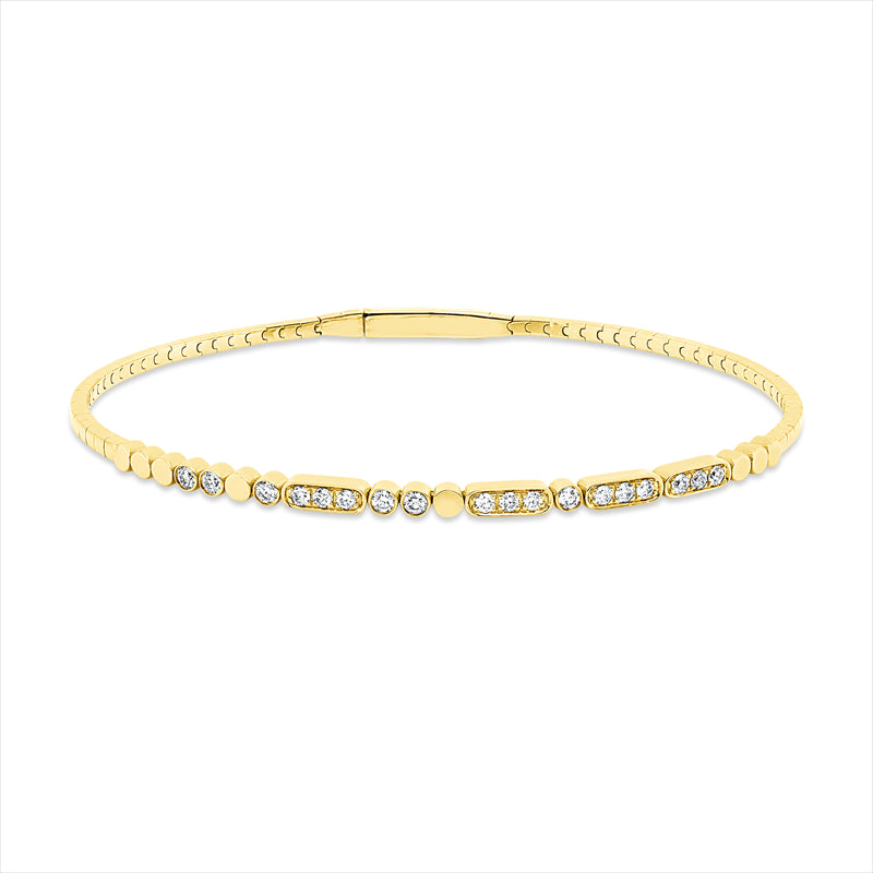 Armreif 14 kt GG, 6 Brill. 0,14 ct, TW-pi, 12 Brill. 0,19 ct, TW-pi