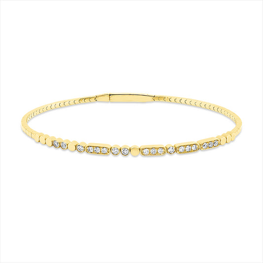 Armreif 14 kt GG, 6 Brill. 0,14 ct, TW-pi, 12 Brill. 0,19 ct, TW-pi