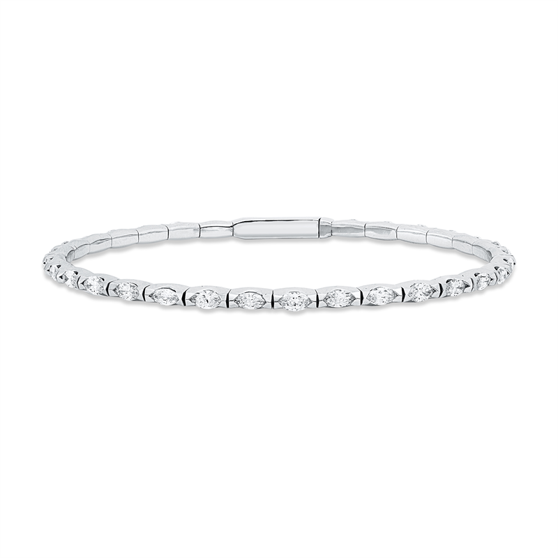Armreif 14 kt WG, 30 Nav. 2,81 ct, TW-si