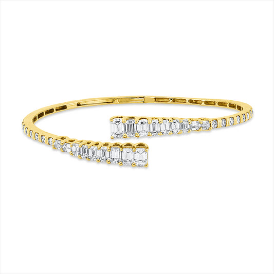Armreif 18 kt GG, 8 Sm 1,15ct,2 Sm 0,43ct,2 Sm 0,52ct,2 Sm 0,64ct,4 Sm 0,34ct,16 Br 0,43ct,TW-vsi