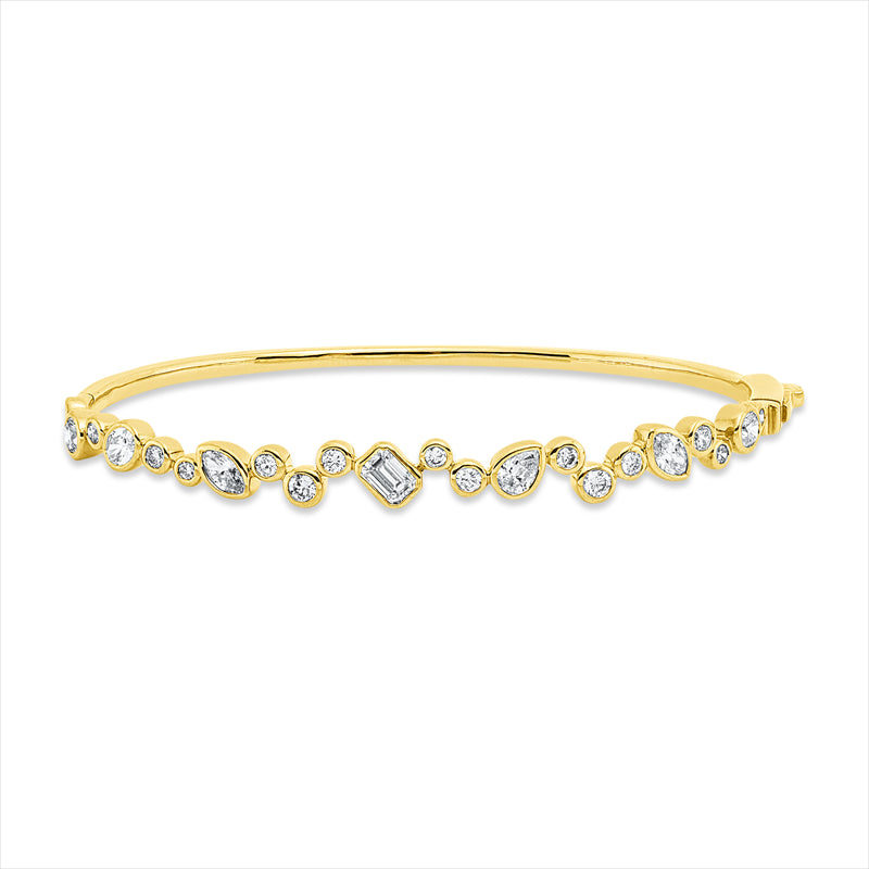 Armreif 18 kt GG, 5 Fantasie-Schliff 0,79 ct, TW-si, 17 Brill. 0,70 ct, TW-si