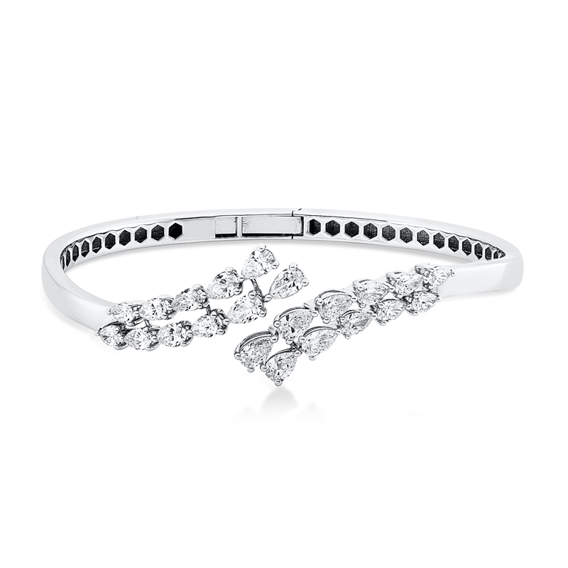 Armreif 18 kt WG, 22 Tropfen 2,59 ct, F-vsi