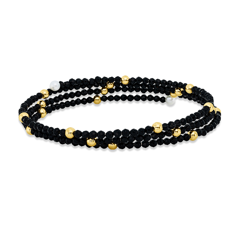 Armreif 18 kt GG, ABVERKAUF, 230 Spinel 34,50 ct schwarz, 2 SW weiß 3 mm