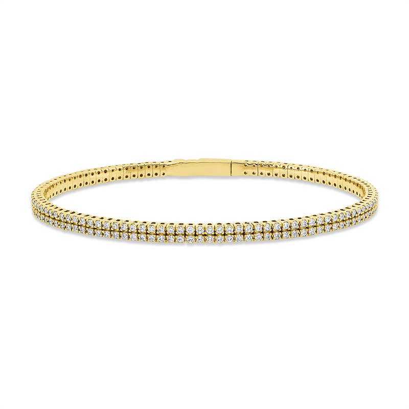 Armreif 18 kt GG, flexibel, 198 Brill. 1,99 ct, TW-si