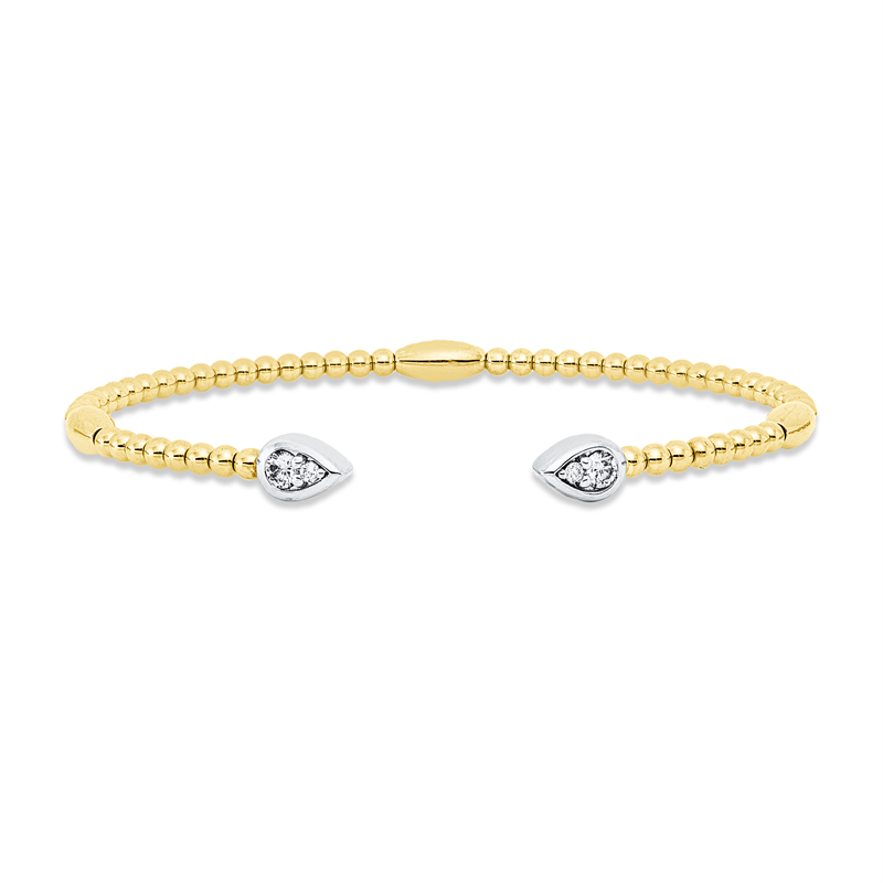Armreif 14 kt GG+WG, 2 Brill. 0,17 ct, TW-pi, 2 Brill. 0,03 ct, TW-pi