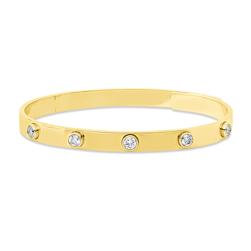 Armreif 14 kt GG, 5 Brill. 0,64 ct, K-si