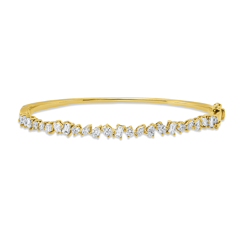 Armreif 18 kt GG,5 Ov.0,36ct, 5 Tro.0,34ct, 5 Bag.0,45ct, 5 Nav.0,23ct,TW-vsi, 5 Br.0,26ct,TW-si