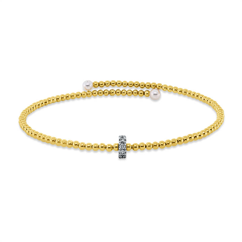 Armreif 18 kt GG+WG, 10 Brill. 0,15 ct, TW-si, 2 SW weiß 3 mm